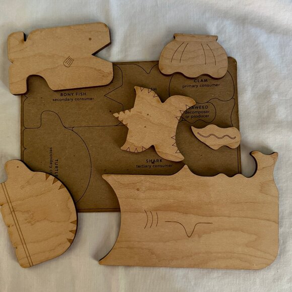 2 CHOMP Ocean & Forest wooden food chain puzzles for ages 3+ w/ drawstring bags - Picture 6 of 6